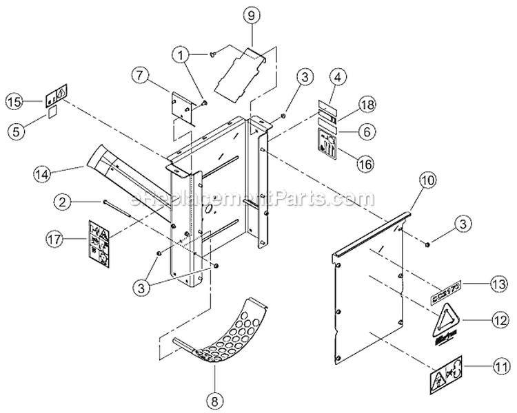 Body Diagram and Parts List for SC2170 B00001 Bear Cat Chipper Shredder